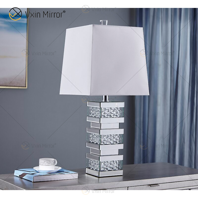 Factory Supply WXTL-097 Modern Silver Crystal LED Mirror Table Lamp for Warm Light