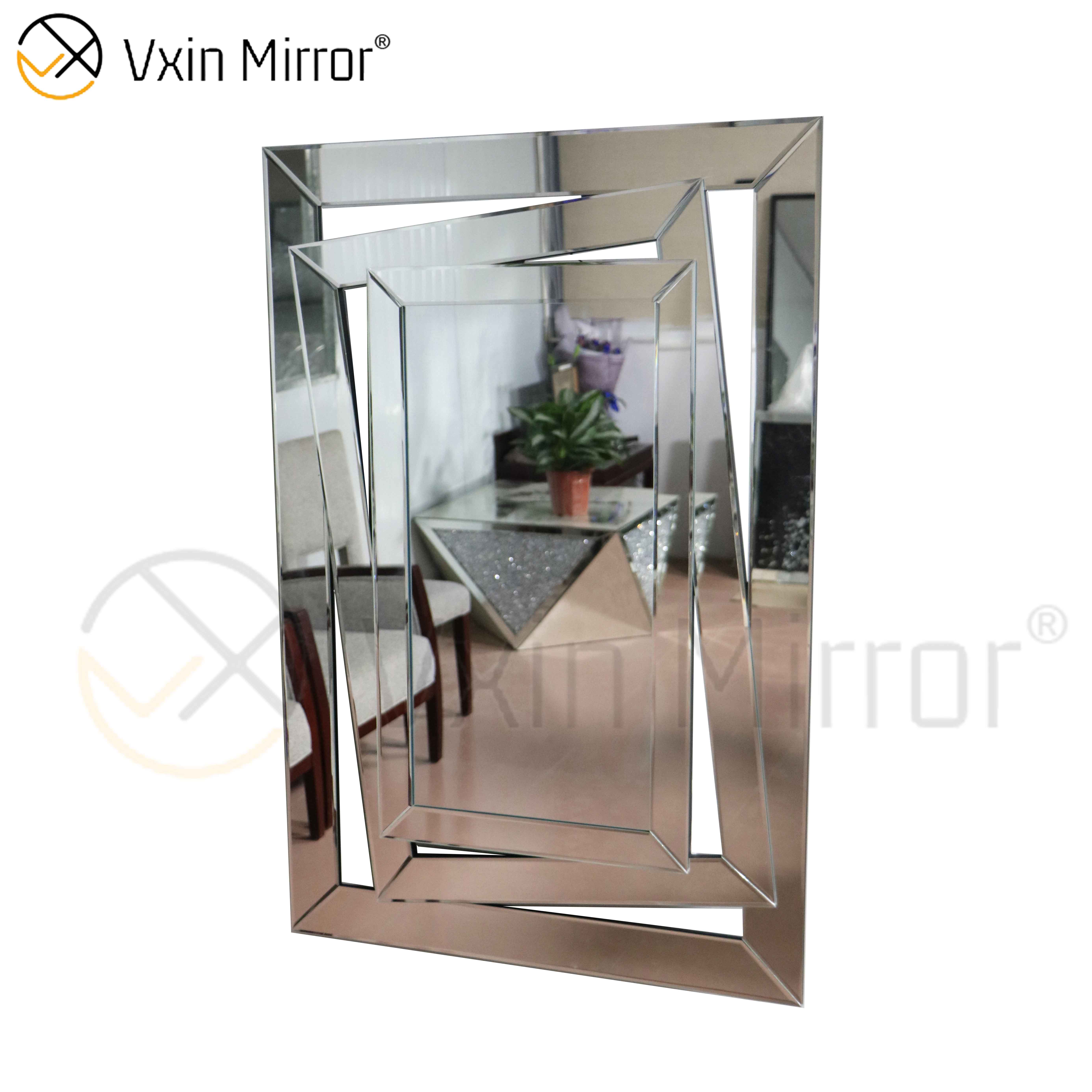 3D Carved Wall Decoration WXM-1505 Silver Modern Wall Hanging Mirror