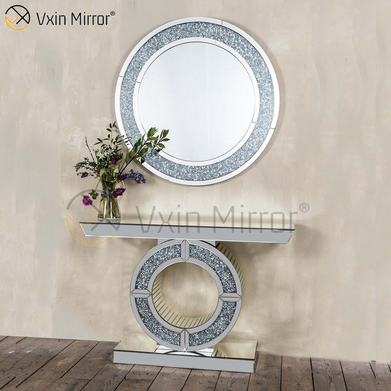 New Arrived Factory Supply Vxin Modern Black Diamond Mirrored Crystal Console Table
