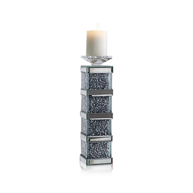 Silver Mirror Candle Holder