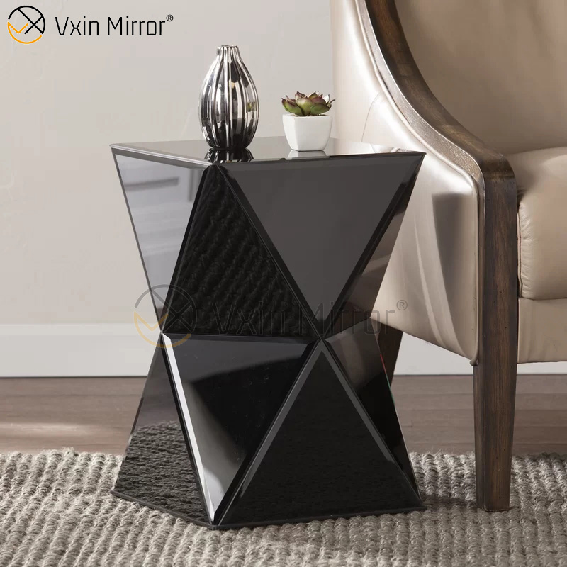 Modern Design Round Top Balck Mirrored BedSide Table Leib Block End Table Crystal Console Table for Sofas WXWF-953
