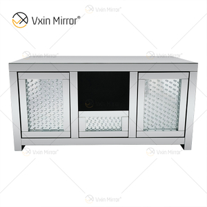 2019 Hot Sale Furniture Silver Diamond Crystal TV Cabinet Stands 1 Draw 2 Doors