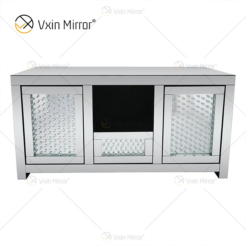 2019 Hot Sale Furniture Silver Diamond Crystal TV Cabinet Stands 1 Draw 2 Doors