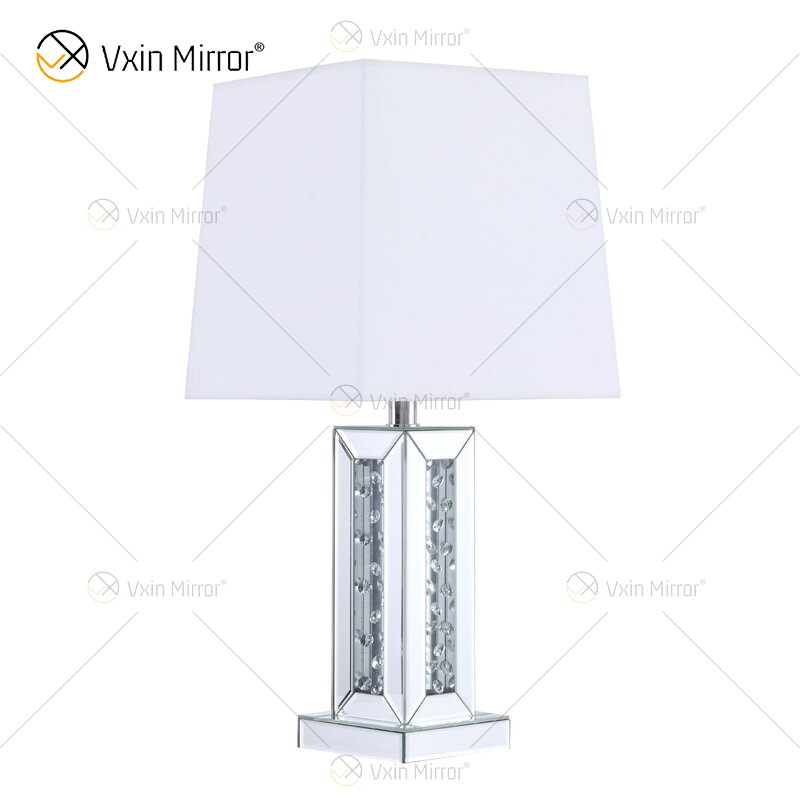 Vxin WXTL-142 Elegant Silver Crystal LED Table Mirror Lamp 3 Colors LED Light for Bedroom