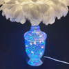 Factory Supply Gorgeous Feather Glass Table Lamp with LED for Bedroom