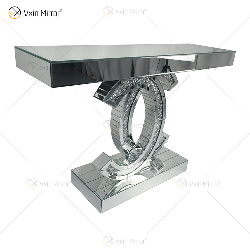 narrow mirrored console