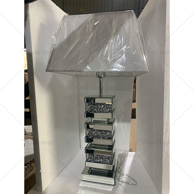 Factory Supply WXTL-141 Modern Silver Crystal Acrylic LED Table Mirror Lamp for Warm Light