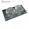 Customizable Name Modern Elegant WXCH-002 Silver Glass Crushed Diamond Candle Holder