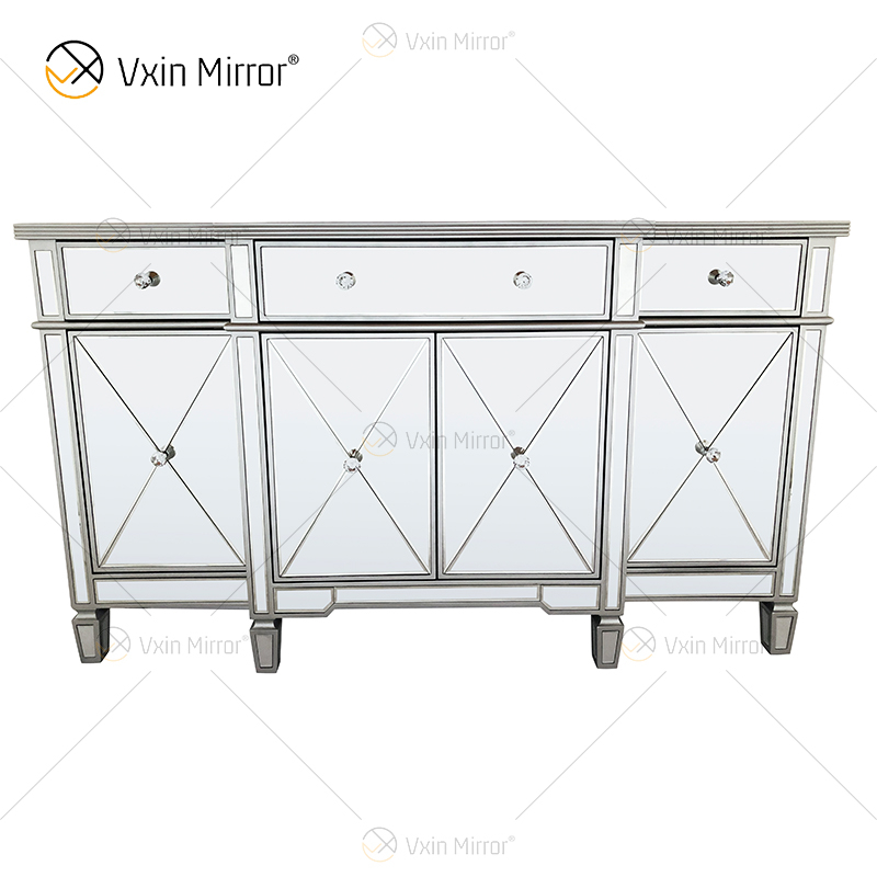 WXF-027-1 Luxury Glass Houseware Mirored Cupboard Cabinet With Muti Drawers