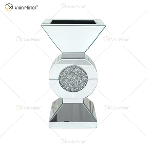 WXMV-066 Home Hotel Decor Indoor Silver Crushed Diamond Mirrored Tabletop Mirror Vase