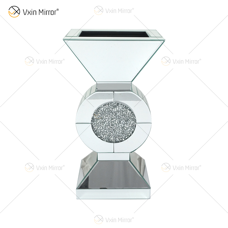 WXMV-066 Home Hotel Decor Indoor Silver Crushed Diamond Mirrored Tabletop Mirror Vase