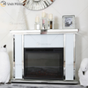Luxury Indoor Crushed Diamond Crystal White Glass Mirror Fireplace in Living Room Furniture WXWF-1108