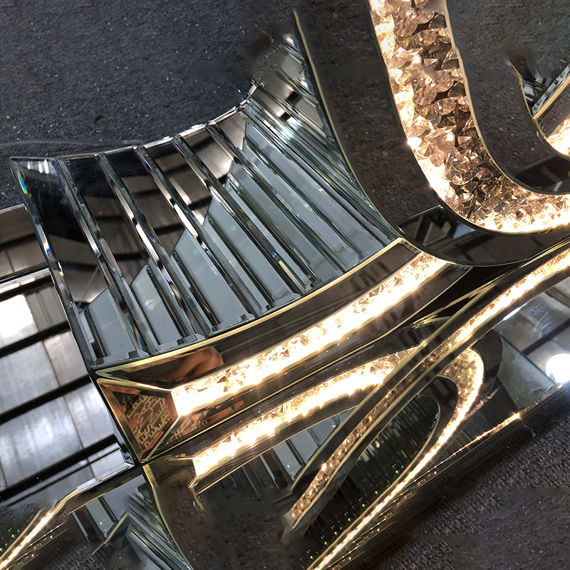 Wholesale WXF-291 Modern Mirrored Luxury Console Table LED Silver Crystal Diamond Glass Console Table