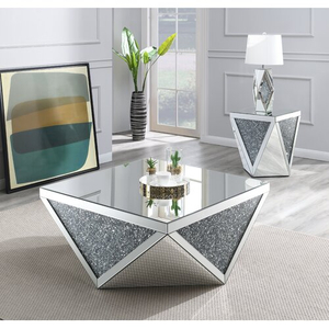 Silver Modern Luxury Diamond Irregular Mirrored Glass Coffee Table