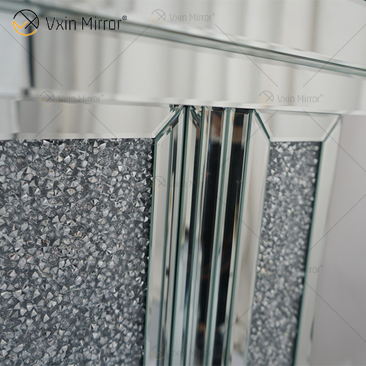 Hot Sale WXWF-1108 Silver Crushed Diamond Crystal Mirror Fireplace Mantel Home Decor with Electric Fire Inserts Mirror Fireplace