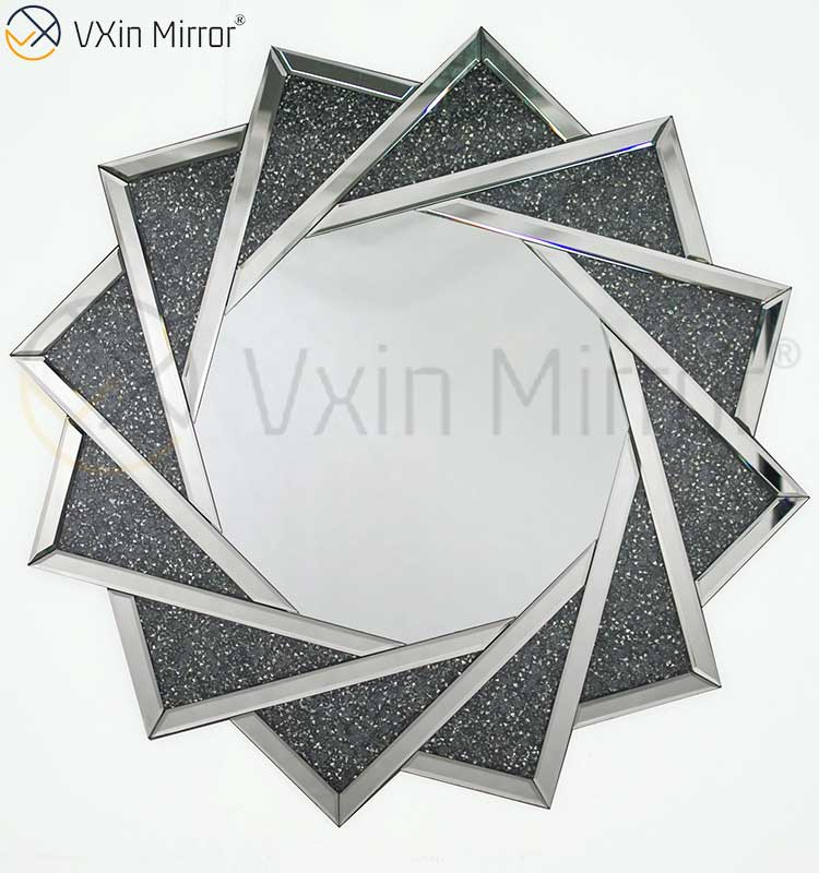 Hot Sell VXin WXM-1779 Modern Crystal Silver Crushed Diamond Wall Hanging Mirror