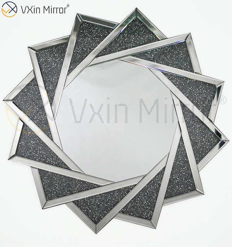 Hot Sell VXin WXM-1779 Modern Crystal Silver Crushed Diamond Wall Hanging Mirror