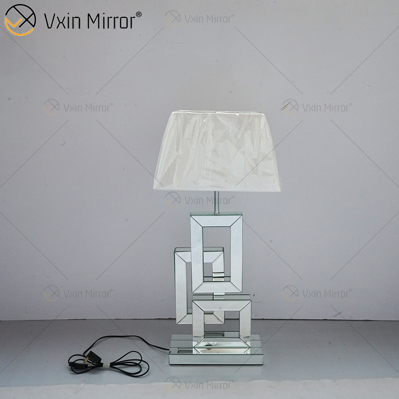 Factory Supply WXTL-001 Modern Silver 3D Table Mirror Lamp with Lampshade For Bedroom