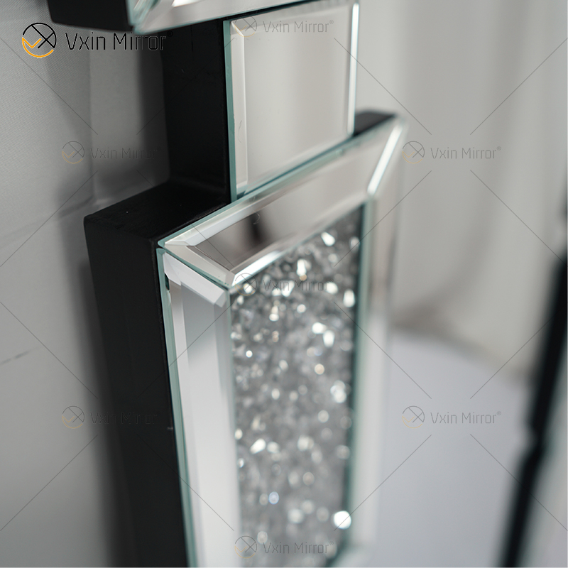 Rectangle New Design Vxin WXM-1149 Wall Decor Silver Crushed Diamond Wall Hanging Mirror Wall Mirror