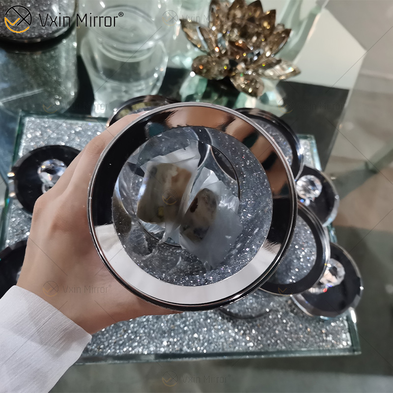 Top Quality Package VX-01 Silver Home Decor Acrylic Mirrored Glass Jars And Bottles with Lid