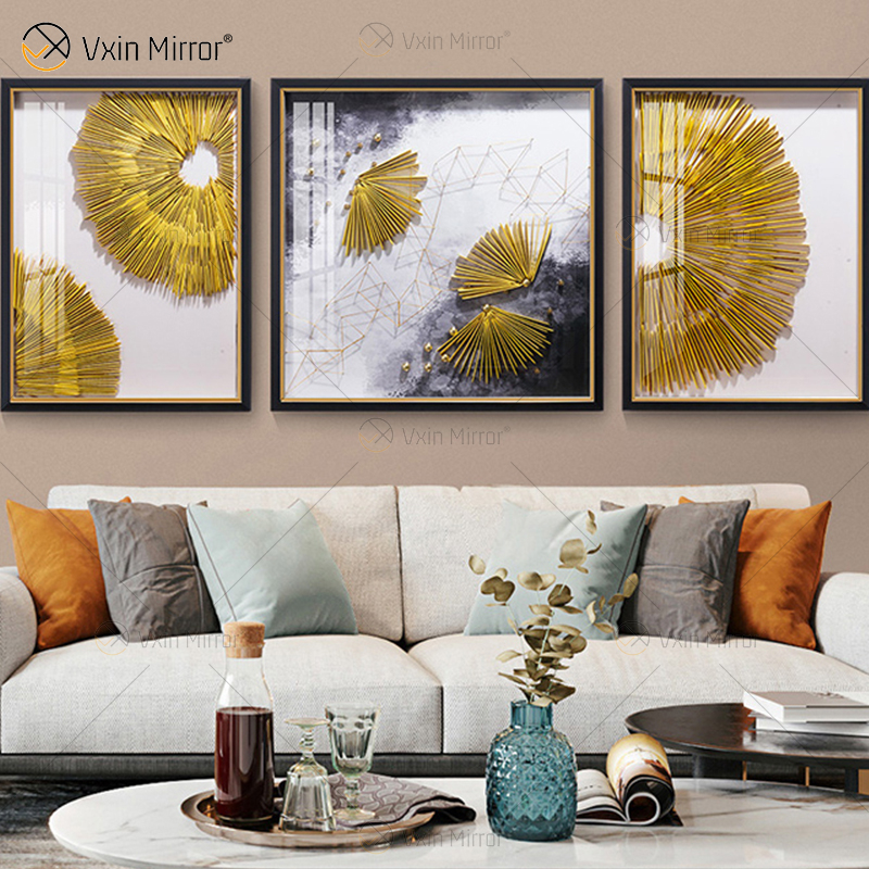 Luxury Living Room Metal Abstract Black Frame Wall Art Decor Home Decoration Pieces 