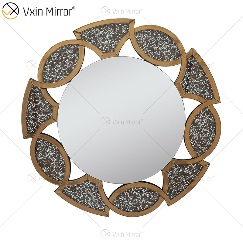 Gold Factory Supply Home Decor Round 3 Colors Diamond Crush Mirror Wall Sticker