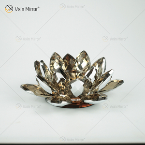Factory Supply Vxin Mirror Flower VX-07 Silver Candlestick Lotus Crystal Candle Holder