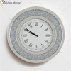 Hot Sale Modern Silver Crushed Diamond Round Mirror Wall Clock