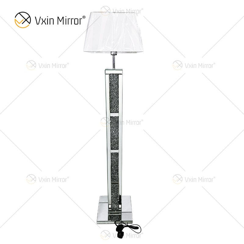 WXFL-032 Living Room Luxury Silver Modern Crushed Dia Mond Floor Standing Lamp Mirror Lamp
