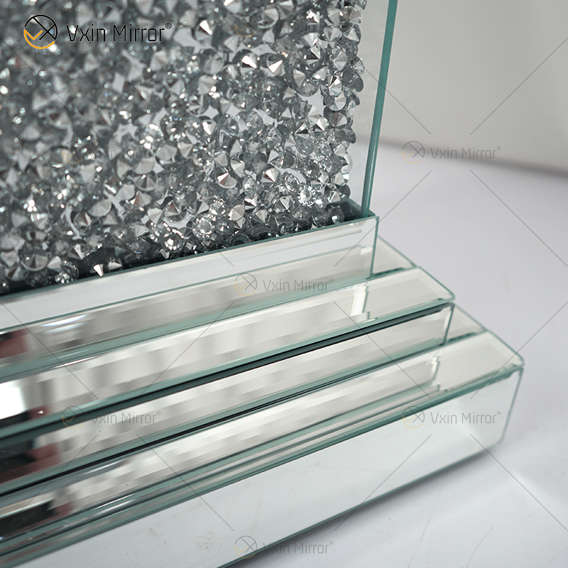 Hot Sale WXF-979 Mirror Side Tables for Living Room Modern Rectangle Crushed Diamond Side Table