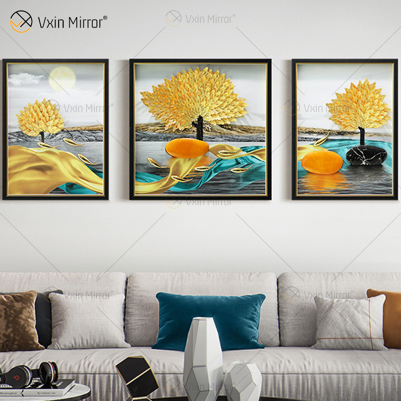 The Newest Vxin WXPA-024 3D Abstract Metal Wall Art Decor Home Decoration Luxury Living Room Framed for Home Set for Sale