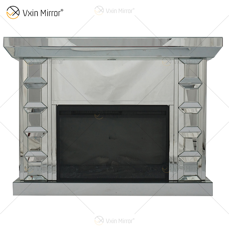 WXWF-1107 Free Standingg Glass Plain Mirrored Electric Fireplace with Remote Control