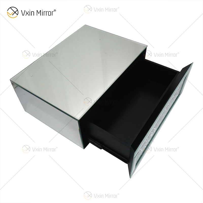 Vxin Factory Supply WXF-153 Silver Wall Decor Silver Crushed Diamond Mirror Rectangle Wall Shelf
