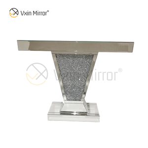 Factory Direct Sale WXF-119 Modern Silver Decorative Furniture Crystal Diamond Mirrored Console Table
