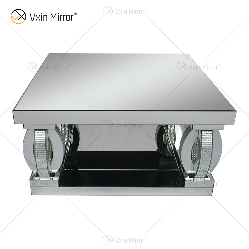 Customized Side Table WXF-1104 Crystal Homemade Silver Mirrored Coffee Table