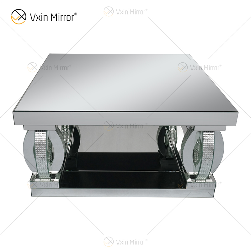 Customized Side Table WXF-1104 Crystal Homemade Silver Mirrored Coffee Table