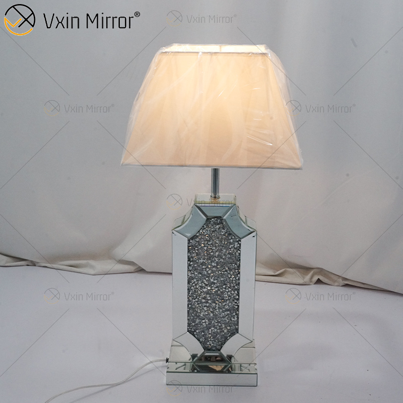 Vxin Supply WXTL-004 Modern Silver Crushed Crystal Table Mirror Lamp For Bedroom