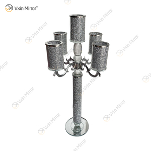 Customizable Name Modern Elegant VX-09 Silver Crystal 75 Light Mirrorr Candle Holder for Home Wedding