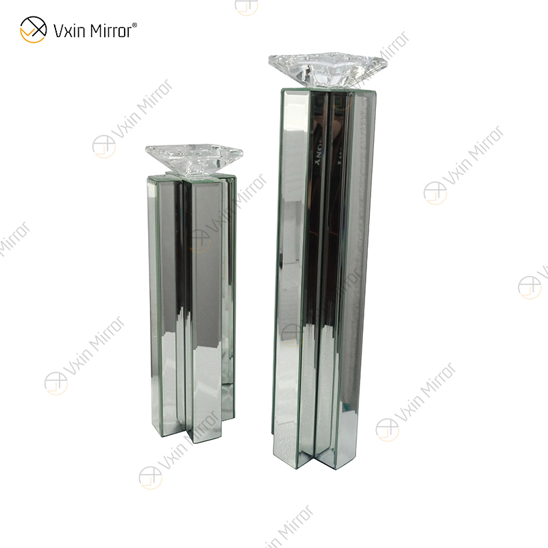 2 Colors Modern Elegant WXCH-079 Silver Crystal Mirrorr Candle Holder for Home Wedding