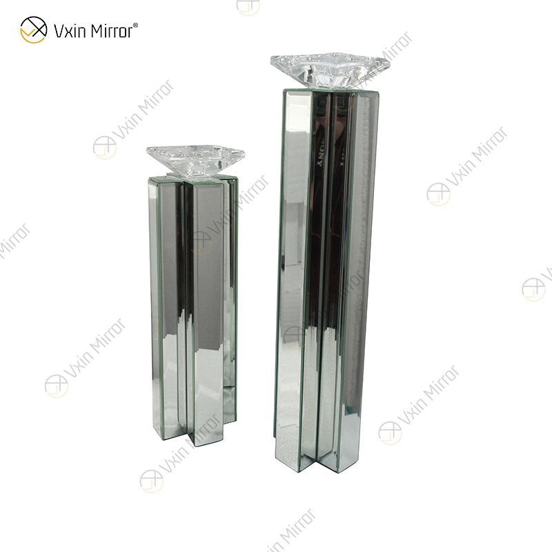 2 Colors Modern Elegant WXCH-079 Silver Crystal Mirrorr Candle Holder for Home Wedding