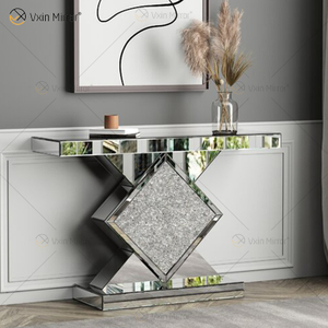 Wholesale Mirrored Console Table Crushed Diamond Crystal Hallway Entryway Table Console