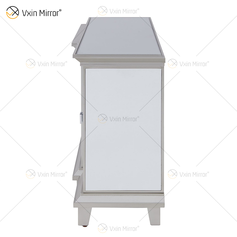 Ornate Berlin Furniture WXF-415 Champagne Silver Mirrored Fireplace TV Stands Cabinet With Hot Wind Insert 2 Types