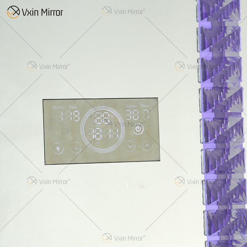 Mosaic LED Leaning Rectangle Floor Mirror Crystal Surround Full Body Mirror Dressing Mirror for Bedroom Living Room