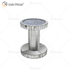 Vxin WXF-270-1 3D Sparkling Crushed Diamond Round Mirrored Coffee Table Silver Covered with Diamonds