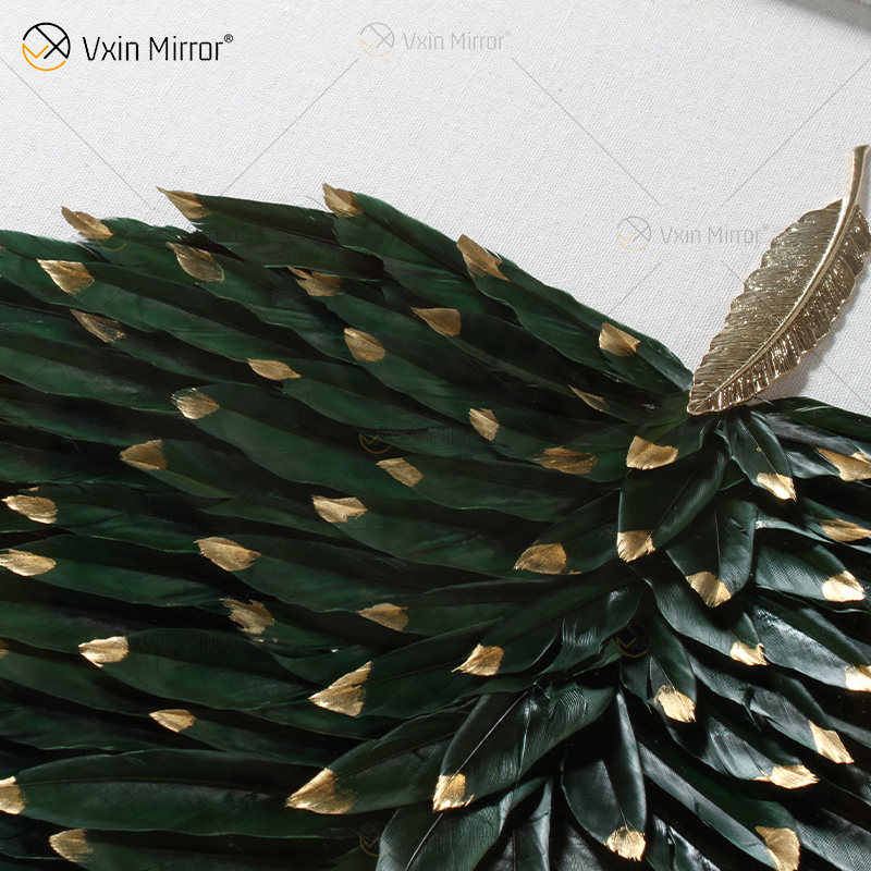 New Arrival Vxin WXPA-007 Modern Motivational Mirror Wall Art Metal Feather Hanging Picture for Living Room Set for Sale