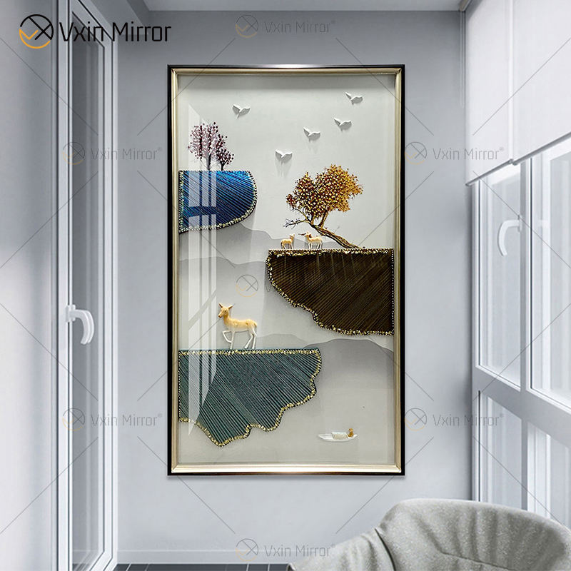 floating crystal skull mirrored wall art