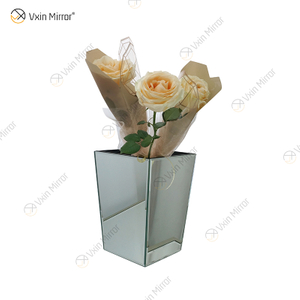 Vxin Mirror WXMV-034 Mirror Vase Crystal Silver Glass Decorative Vase Flower Elegant for Home Decor Cant Hold Water