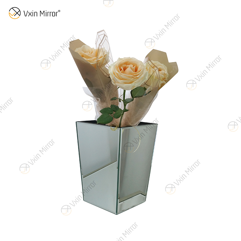Vxin Mirror WXMV-034 Mirror Vase Crystal Silver Glass Decorative Vase Flower Elegant for Home Decor Cant Hold Water