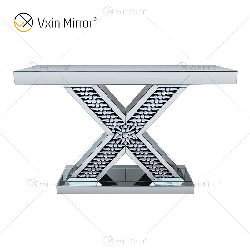 mirrored console table with drawers