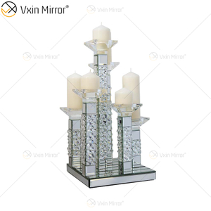 Professional Factory Vxin WXCH-22 Acrylic Diamonds Glass Candle Holder 6 Candle Cup